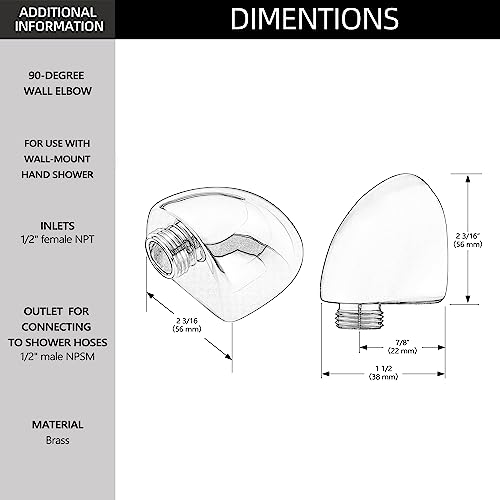 Tearel Wall-Mount Supply Wall Elbow for Hand Held Shower, Brilliance Stainless - Image 2