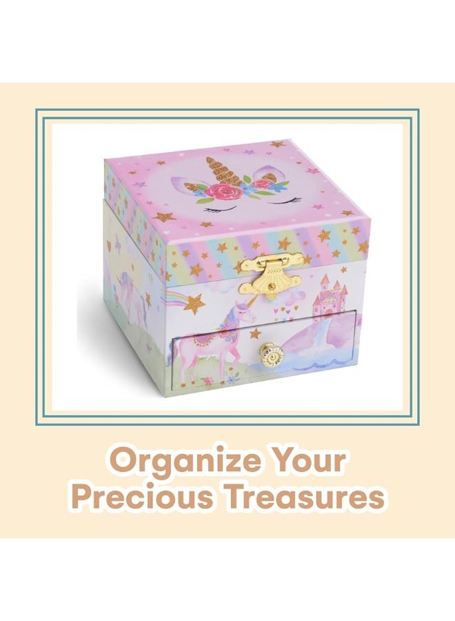 JewelKeeper Jewelkeeper Jewelry Box for Girls with 1 Drawer, Party Unicorn Musical Jewelry Boxes, Beautiful Dreamer Tune and Spinning Unicorn Doll - Image 3