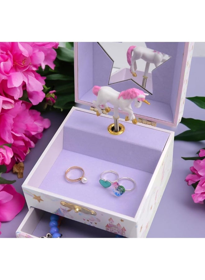 JewelKeeper Jewelkeeper Jewelry Box for Girls with 1 Drawer, Party Unicorn Musical Jewelry Boxes, Beautiful Dreamer Tune and Spinning Unicorn Doll - Image 4