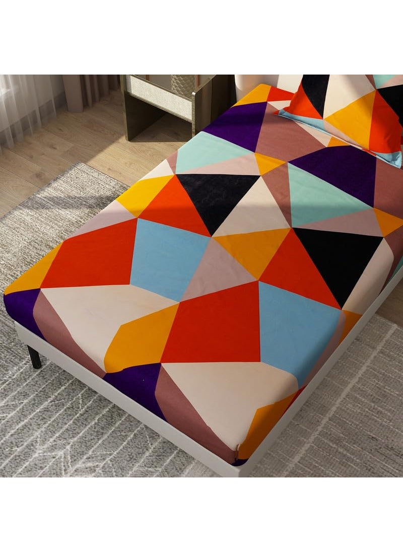 Glassiano Glassiano Velvet Vista Soft Feel Breathable Printed Premium Bedsheet for Single Bed with 1 Pillow Cover Print2  - Image 5
