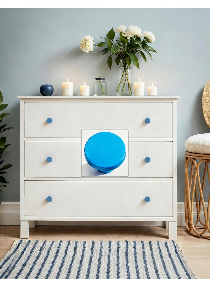 HomeNoor Matte Blue Round Cabinet Knob 4Pcs Set, 32mm Single Hole Dresser Drawer Knob Safety Anti Scratch Furniture Handle for Children Room Cabinet Cupboard - Image 2