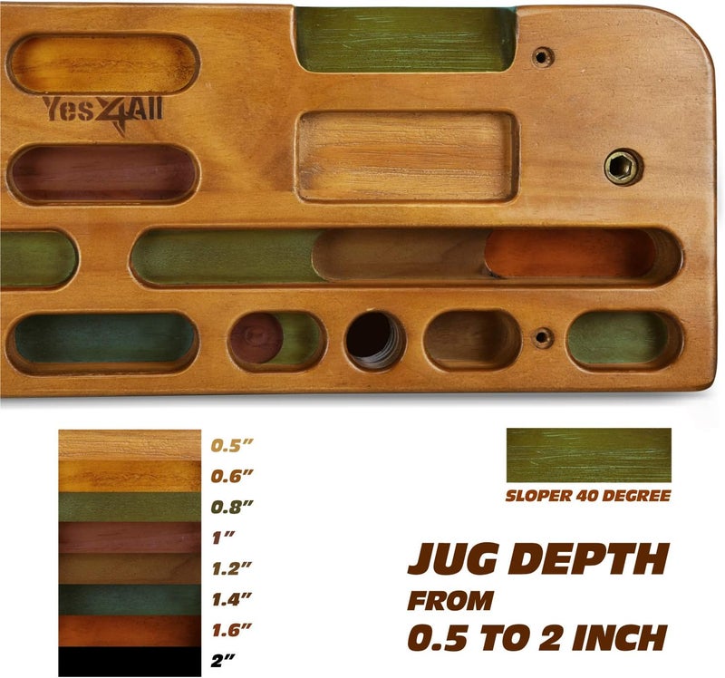 Yes4All لوحة تعليق خشبية من Yes4All - لوحة تسلق للباب - معدات تقوية اليد لتدريب قبضة الأصابع والسحب - Image 5