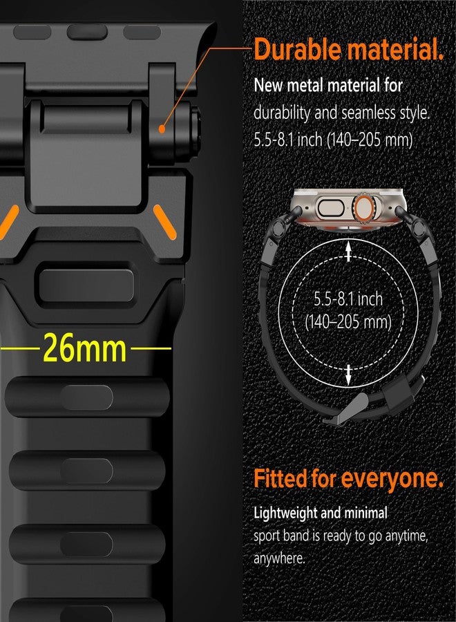 كيدز سوار KADES المتين المصنوع من مادة FKM، مصمم خصيصًا لساعة Apple Watch Ultra 2/ Apple Watch Ultra 49mm للرجال، مصنوع من مادة FKM المتينة مع موصل من الفولاذ المقاوم للصدأ، متوافق مع سلسلة ساعات iWatch 9/8/7/6/5/4/SE/3/2/1 بمقاسات 45 مم/44 مم/42 مم - Image 2