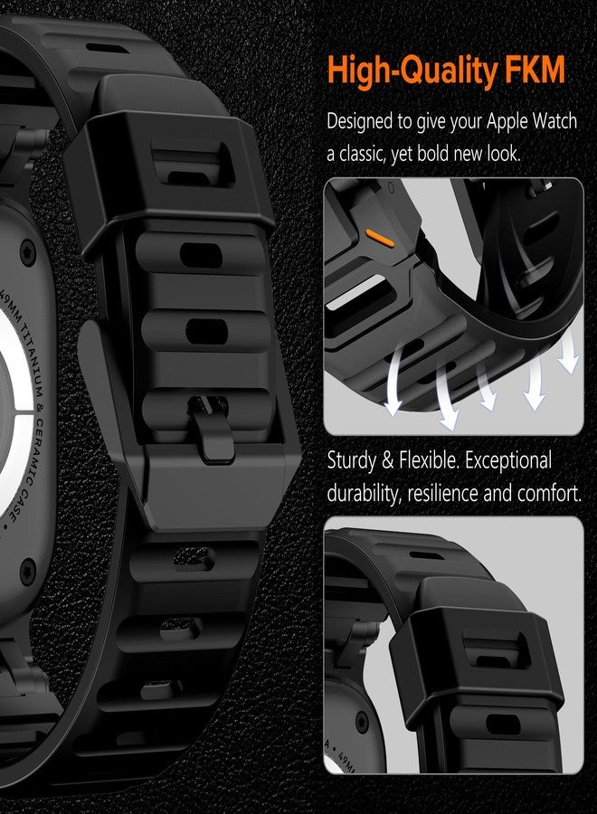 كيدز سوار KADES المتين المصنوع من مادة FKM، مصمم خصيصًا لساعة Apple Watch Ultra 2/ Apple Watch Ultra 49mm للرجال، مصنوع من مادة FKM المتينة مع موصل من الفولاذ المقاوم للصدأ، متوافق مع سلسلة ساعات iWatch 9/8/7/6/5/4/SE/3/2/1 بمقاسات 45 مم/44 مم/42 مم - Image 4