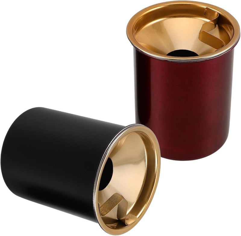 2pcs Stainless Steel Windproof Ashtray with Lid, Smokeless Outdoor Cigarette Ash Tray for Home Office Tabletop, Sturdy Dual-color Cigar Ash Holder - Image 1