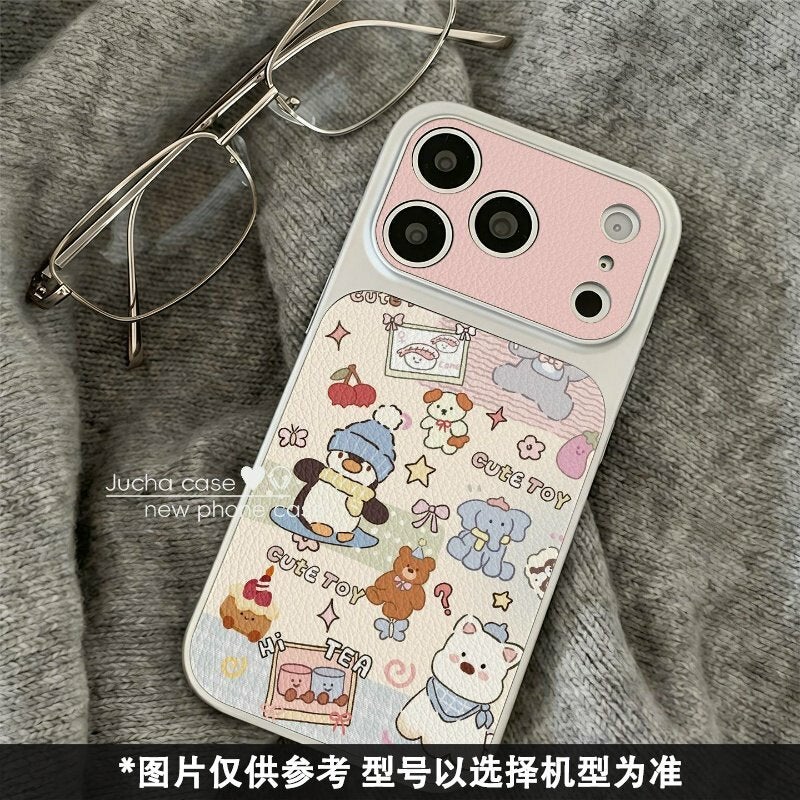 Cartoon Animals Suitable for Apple 17Promax Large Window Leather Phone Case Iphone16/15/14/13P - Image 4