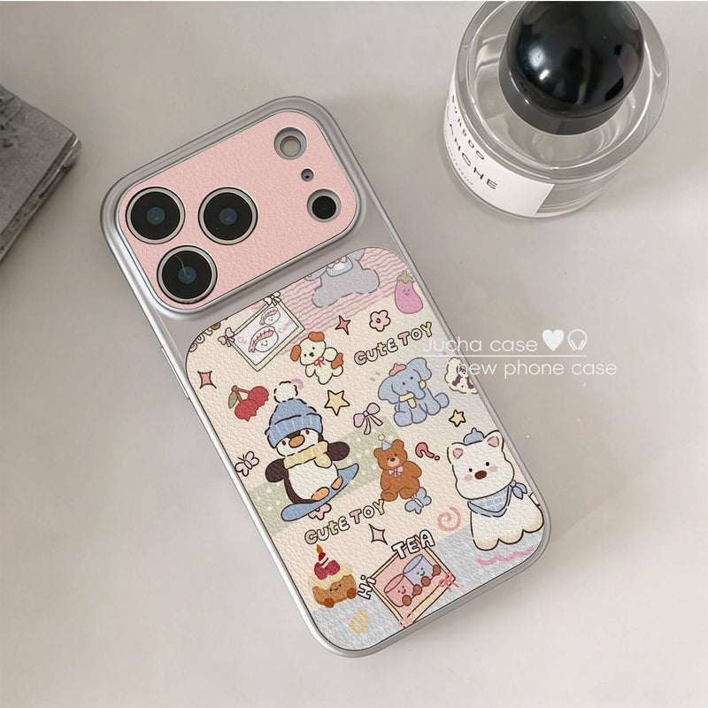 Cartoon Animals Suitable for Apple 17Promax Large Window Leather Phone Case Iphone16/15/14/13P - Image 1
