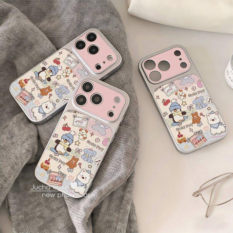 Cartoon Animals Suitable for Apple 17Promax Large Window Leather Phone Case Iphone16/15/14/13P - Image 5