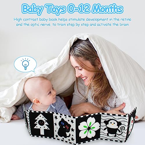 Cawgug Black and White High Contrast Baby Toys for Newborn Brain Development Tummy Time Soft Book Babies 03 612 Months Montessori Learning Activities Infant and Sensory Visual Stimulation Toys - Image 5