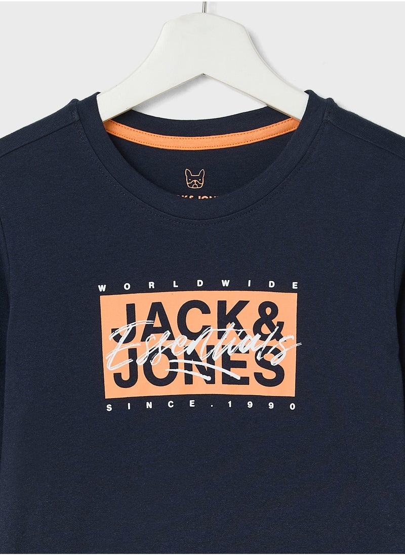 Jack & Jones Junior - Kids Logo Print Crew Neck T-Shirt - Image 1