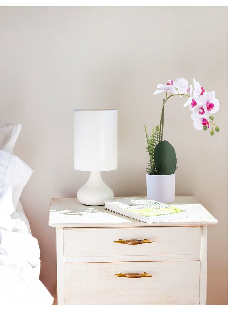 SOLARAE Fake Orchid in Pot, White Orchid Artificial Flower Arrangements Realist Fake Plant Decoration Potted Faux Flower, 15â€�, White Orchid - Image 5