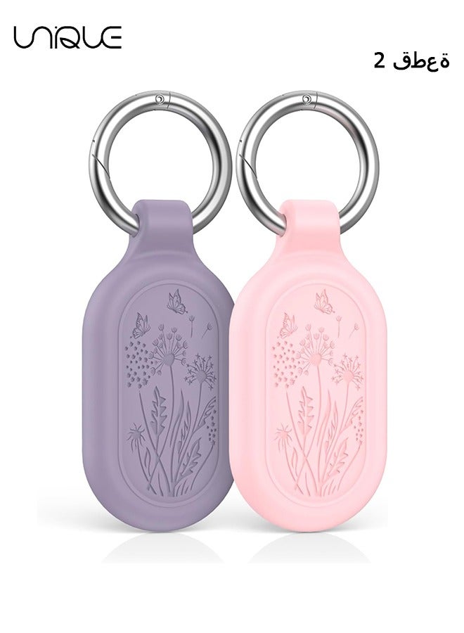 Unique 2 Pack - for Samsung Galaxy SmartTag 2 Case,Waterproof Full Protective Silicone Case Anti-Lost Scratch Resistant Protective Cover for Galaxy SmartTag 2 Case for Keys Pets Luggage Wallet (Purple+Pink) - Image 1