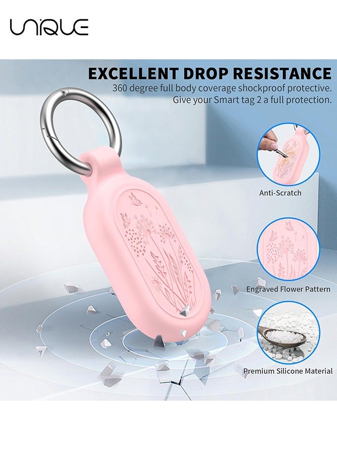 Unique 2 Pack - for Samsung Galaxy SmartTag 2 Case,Waterproof Full Protective Silicone Case Anti-Lost Scratch Resistant Protective Cover for Galaxy SmartTag 2 Case for Keys Pets Luggage Wallet (Purple+Pink) - Image 3