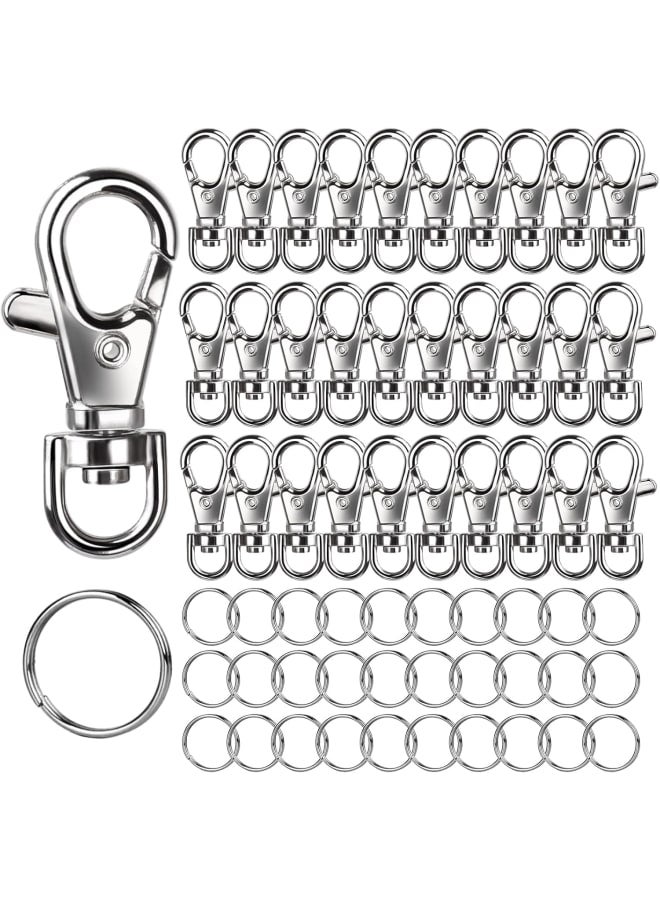 60Pcs Swivel Lobster Clasps, Key Ring, Keyrings, 30PCS Lobster Clasps and 30PCS Key Ring Hoops, Swivel Lanyard Snap Hooks, Key Rings for Keychain Key Ring Chain for Craftts - Image 1