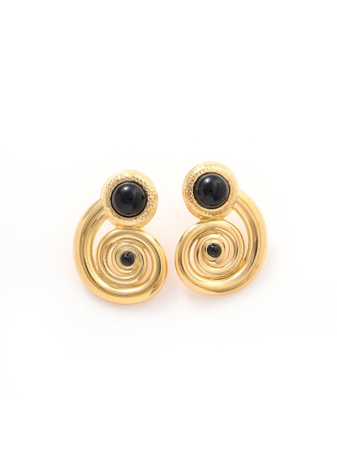 Real Gold European And American elry 18k Gold Stainless Steel Earrings Style Flower Simple Shell Beach Titanium Steel Earrings Electroplating
