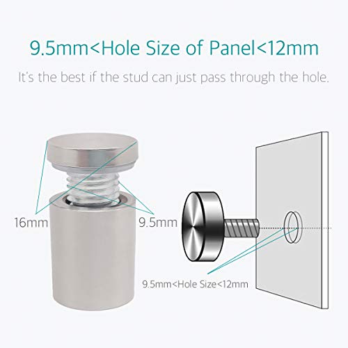Lantee 5/8" x 1" Wall Standoff Mounts Screws, Lantee 8 Pcs 16 x 25mm Stainless Steel Mounting Hardware Bolts for Signs, Glass, Acrylic, Graphics, Panels - Image 5