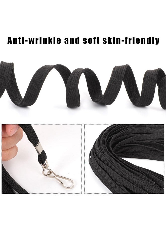 Prudiut 25 Pack Black Lanyard Bulk Lanyards for Id Badges Flat Lanyard with Badge Clip Swivel Hook - Image 3
