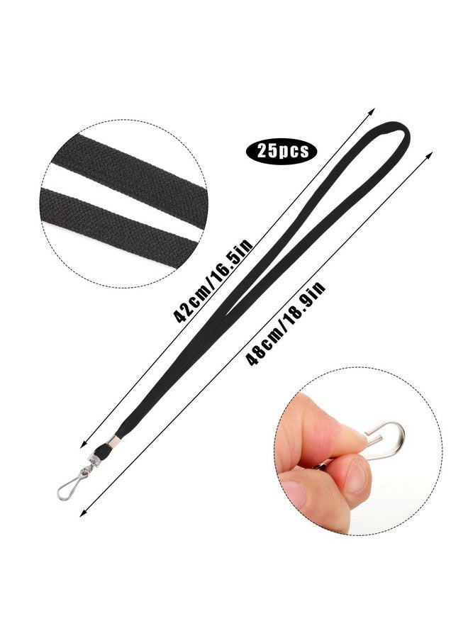 Prudiut 25 Pack Black Lanyard Bulk Lanyards for Id Badges Flat Lanyard with Badge Clip Swivel Hook - Image 2