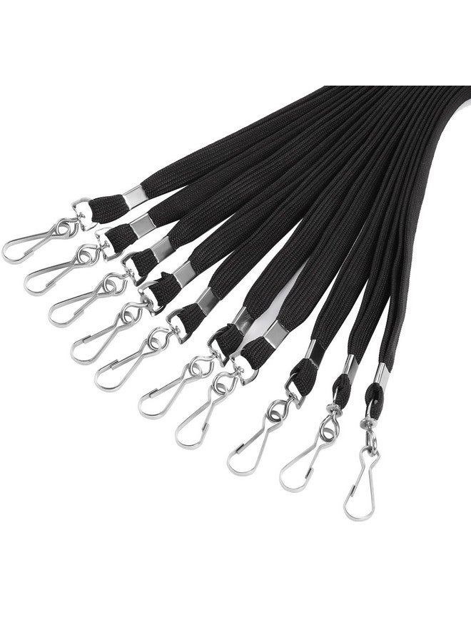 Prudiut 25 Pack Black Lanyard Bulk Lanyards for Id Badges Flat Lanyard with Badge Clip Swivel Hook - Image 1