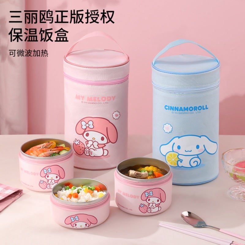 Pink Insulated Lunch Box: 3-Layer Stainless Steel Container - Microwave-Safe & Lightweight 660g Portable Meal Carrier for Office Workers - Image 3