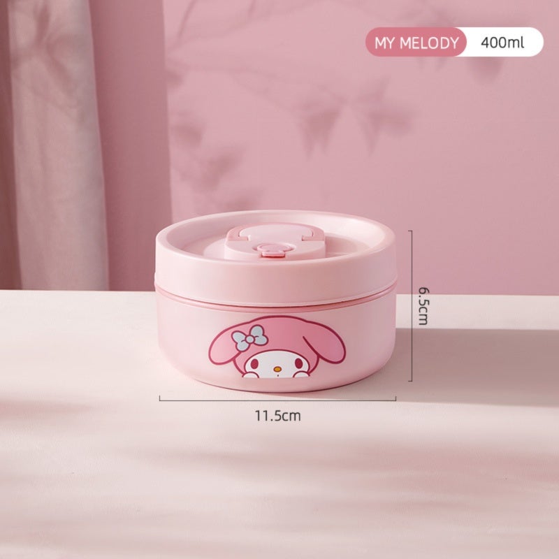 Pink Insulated Lunch Box: 3-Layer Stainless Steel Container - Microwave-Safe & Lightweight 660g Portable Meal Carrier for Office Workers - Image 5