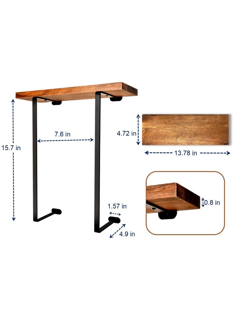 Towel Rack for Bathroom Wall Mounted, Hanging Towel Storage with Wooden Shelf, Wall Towel Holder, Rust-Proof Metal, Black Minimalist Storage Organizer for Large Towels, Hand Towels, Small Towels, Sp