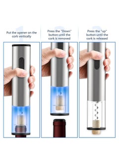 Y&D Electric  Bottle Opener, Automatic One-Button Corkscrew Openers Kit, Vacuum Stoppers, Aerator Pourer Set Gift for Lovers, Household Kitchen Party Bar (Stainless Steel)  - Image 3