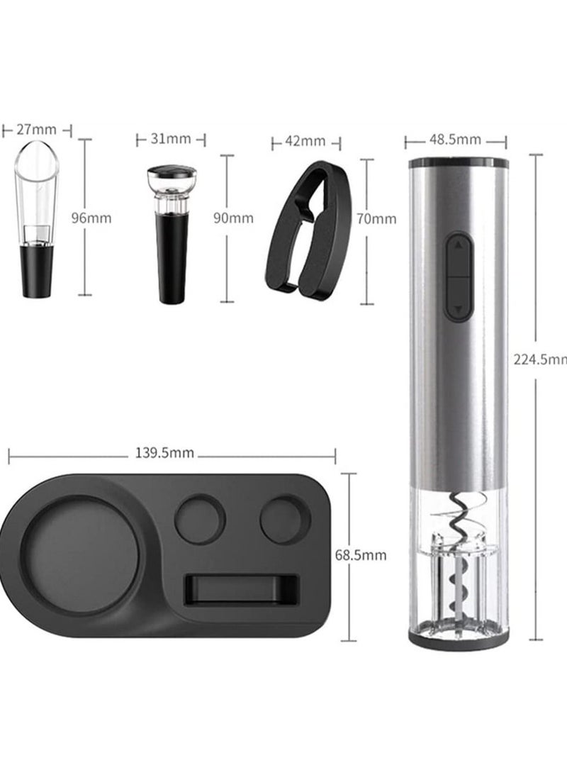 Y&D Electric  Bottle Opener, Automatic One-Button Corkscrew Openers Kit, Vacuum Stoppers, Aerator Pourer Set Gift for Lovers, Household Kitchen Party Bar (Stainless Steel)  - Image 4