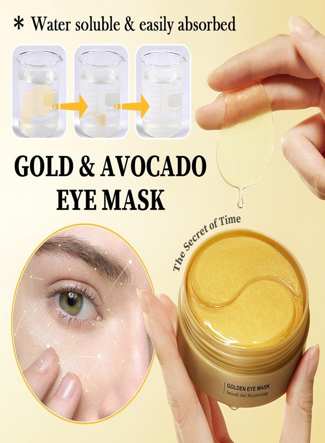 XMXueMei Avocado Golden Under Eye Mask Skincare 60 Pairs Set, Moisturizing Non-greasy Under Eye Patches for Women and Men, Travel Size Long Lasting Refreshing Eye Skin Care Gels Pads Gifts Set - Image 2