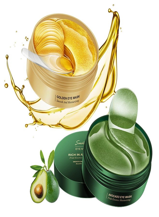 XMXueMei Avocado Golden Under Eye Mask Skincare 60 Pairs Set, Moisturizing Non-greasy Under Eye Patches for Women and Men, Travel Size Long Lasting Refreshing Eye Skin Care Gels Pads Gifts Set - Image 1