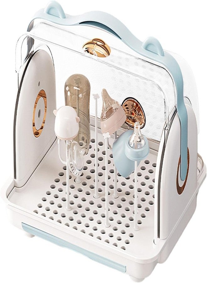 KEYOZA حامل زجاجات الأطفال KEYOZA، صندوق تخزين زجاجات الأطفال المحمول ذو السعة الكبيرة مع غطاء واقٍ من الغبار، بالإضافة إلى رف تجفيف زجاجات الأطفال لتخزين أدوات المائدة، مناسب للمنزل والمطبخ وخزانة السفر. - Image 1