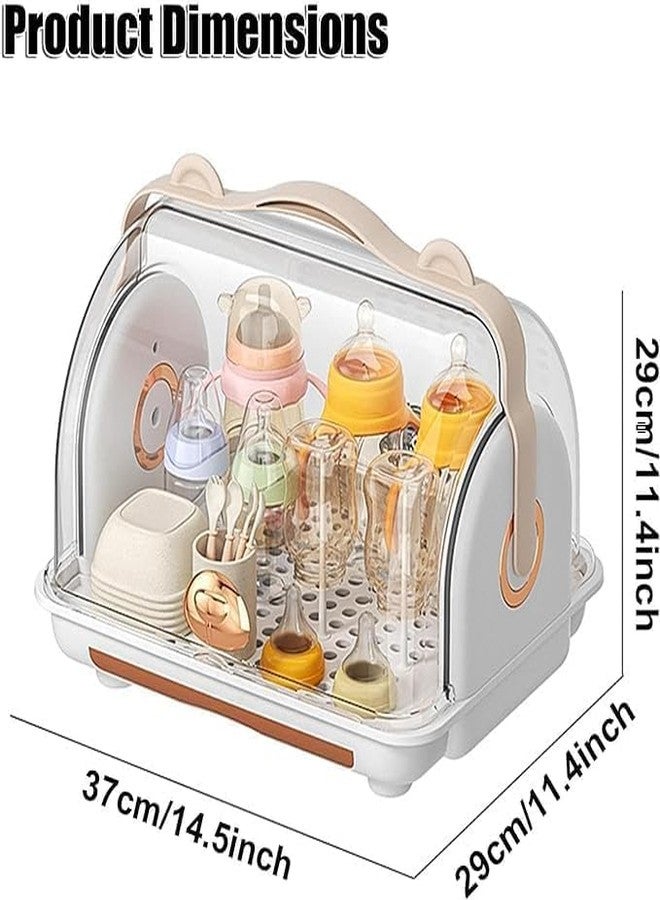 KEYOZA حامل زجاجات الأطفال KEYOZA، صندوق تخزين زجاجات الأطفال المحمول ذو السعة الكبيرة مع غطاء واقٍ من الغبار، بالإضافة إلى رف تجفيف زجاجات الأطفال لتخزين أدوات المائدة، مناسب للمنزل والمطبخ وخزانة السفر. - Image 5