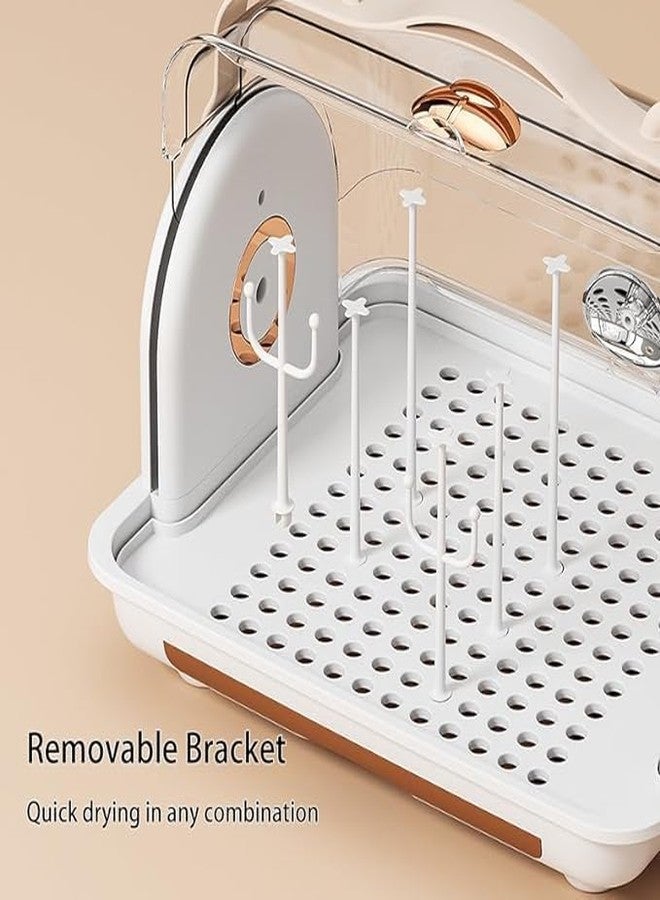 KEYOZA حامل زجاجات الأطفال KEYOZA، صندوق تخزين زجاجات الأطفال المحمول ذو السعة الكبيرة مع غطاء واقٍ من الغبار، بالإضافة إلى رف تجفيف زجاجات الأطفال لتخزين أدوات المائدة، مناسب للمنزل والمطبخ وخزانة السفر. - Image 4