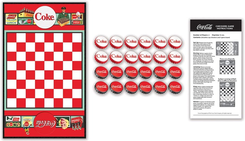 MasterPieces MasterPieces Family Game  CocaCola Checkers  Officially Licensed Board Game for Families Greenredsilver - Image 2