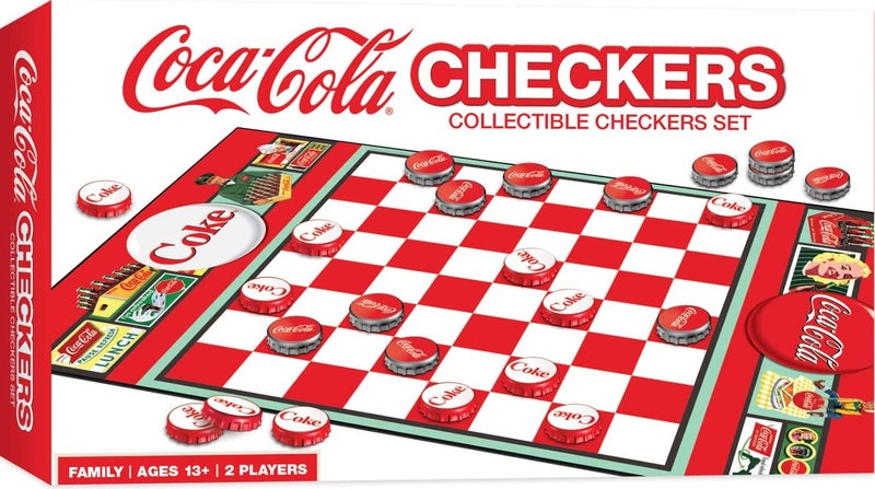 MasterPieces MasterPieces Family Game  CocaCola Checkers  Officially Licensed Board Game for Families Greenredsilver - Image 1