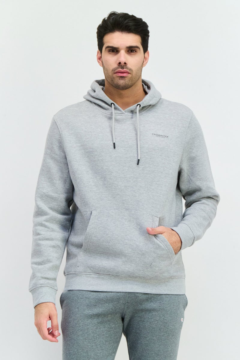 CROSSHATCH Men 2 Pieces Hooded Brand Logo Long Sleeve Sweatshirt, Grey - Image 4