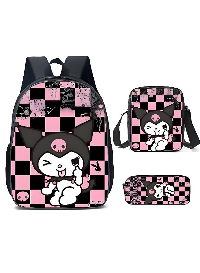 general New cartoon three-piece set cartoon primary and secondary school student schoolbag children's backpack, D6 Coulomi three-piece set - 07 - Image 1