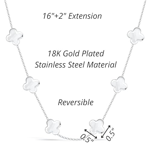 SHINYY Four Leaf Clover Choker Necklace for Women | 18K Gold Plated Lucky 4 Leaf Jewelry | Trendy Gifts for Her (Silver White Choker) - Image 4