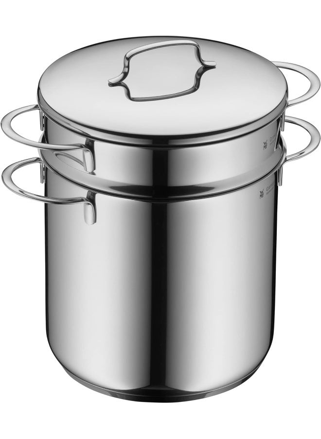 WMF 2 Pieces Pasta Pot 18 Cm Pasta Pot O 18 Cm Approx 3L Mini Stackable Pouring Rim Metal Lid Cromargan Stainless Steel Brushed Suitable For All Stove Tops Including Induction Dishwasher Safe - Image 1