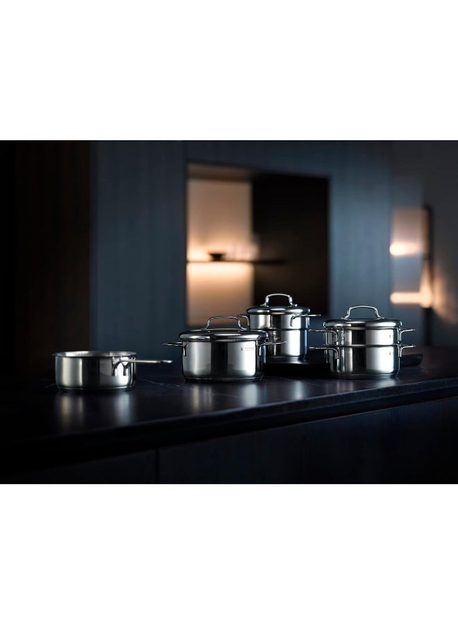 WMF 2 Pieces Pasta Pot 18 Cm Pasta Pot O 18 Cm Approx 3L Mini Stackable Pouring Rim Metal Lid Cromargan Stainless Steel Brushed Suitable For All Stove Tops Including Induction Dishwasher Safe - Image 2