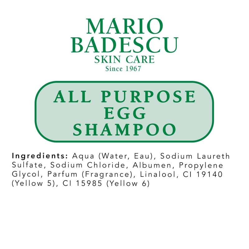 Mario Badescu All Purpose Egg Shampoo for All Hair and Skin Types | Shampoo and Body Wash that Cleanses and Nourishes |Formulated with Egg White Proteins, 8 Fl Oz - Image 2