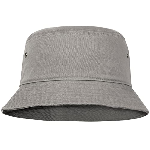 Falari Men Women Unisex Cotton Bucket Hat 100% Cotton Packable for Travel Fishing Hunting Summer Camp (S/M, Grey) - Image 1