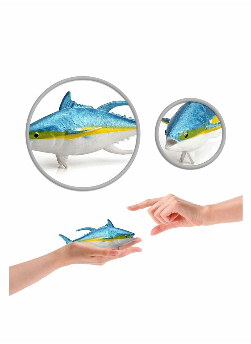 Realistic Mini Sea Creature Figures Toy, 10 Pcs Ocean Animal Pelagic Fish Figurine Set with Whale Sharks Tunas Swordfish Sailfish Sardines Educational Marine for Bath Pool Toy Cake Topper