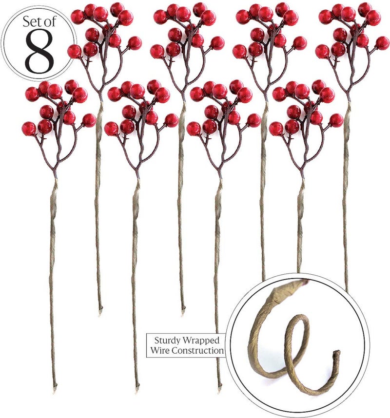 OLYPHAN Red Berry Picks Pip Berry Stems Winter Floral Sprays DIY Crafts, Wreath, Garland, Christmas Berries Ornaments Decoration-Decorative Home Holiday Decor, Table Centerpiece - Image 3