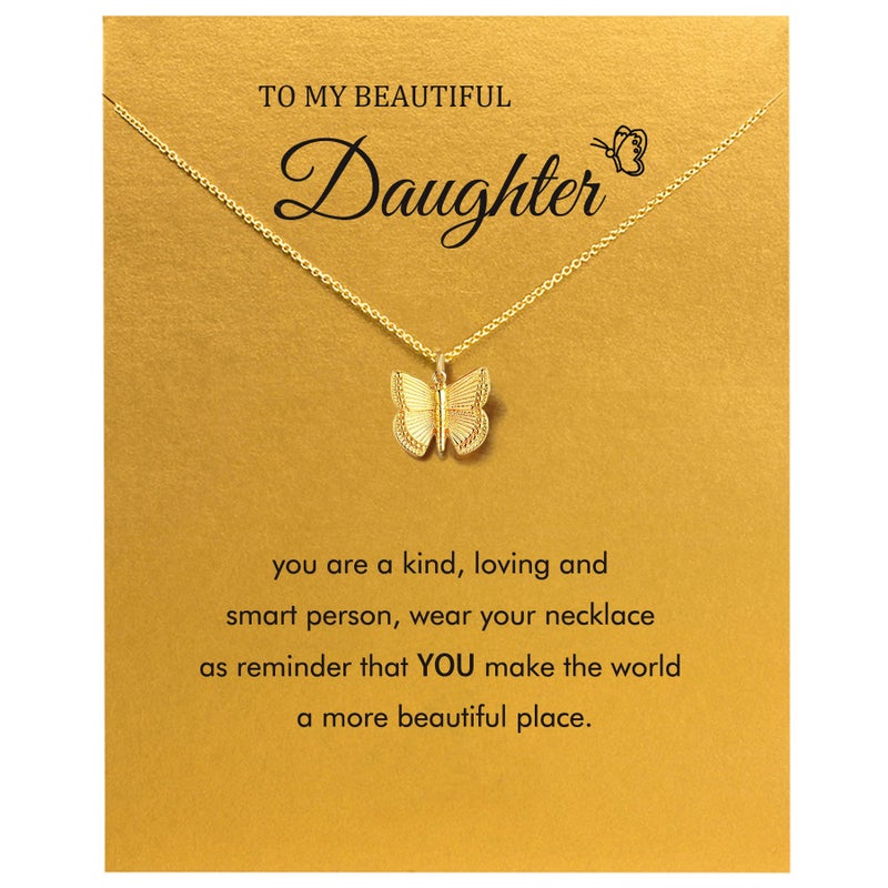 Baydurcan Daughter Gift from Mom Daughter Necklace Butterfly Necklace for Women Teen(Butterfly-daughter) - Image 1