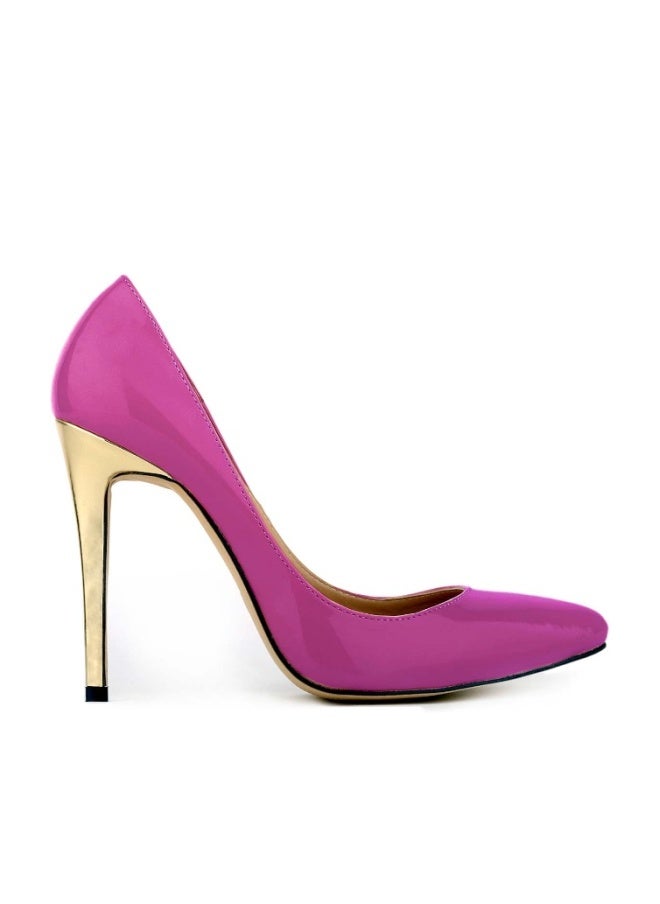 Loquat Embossing Pointed Toe Low-Cut Stiletto Bridal Heels Purple - Image 1