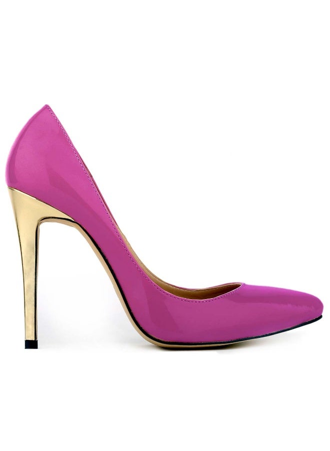 Loquat Embossing Pointed Toe Low-Cut Stiletto Bridal Heels Purple - Image 2