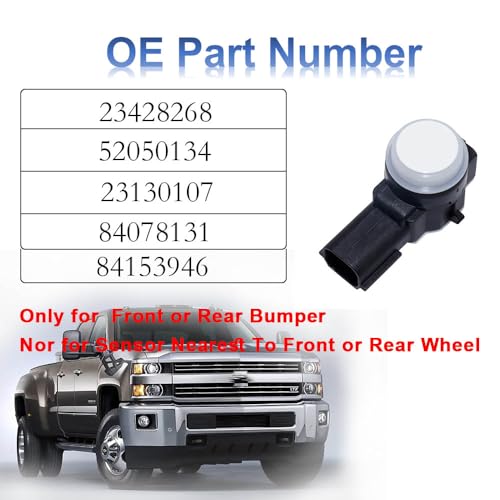 MANATEE Bumper Park Assist Object Sensor 23428268 for Cadillac Chevy GMC Buick Silverado Sierra 1500 2500 3500 HD Yukon XL Encore Lacrosse CTS CT6 XT5 XTS, 52050134 84078131 84153946 4PCS, White - Image 2
