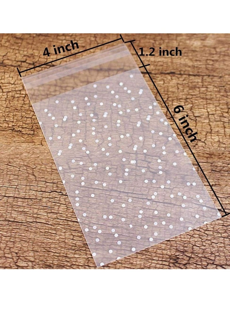 Oasisgalore 400 PCS Self Adhesive Candy Bag , White Polka Dot Clear Bags OPP Plastic Party Bag(4 x 6 inches)  - Image 3