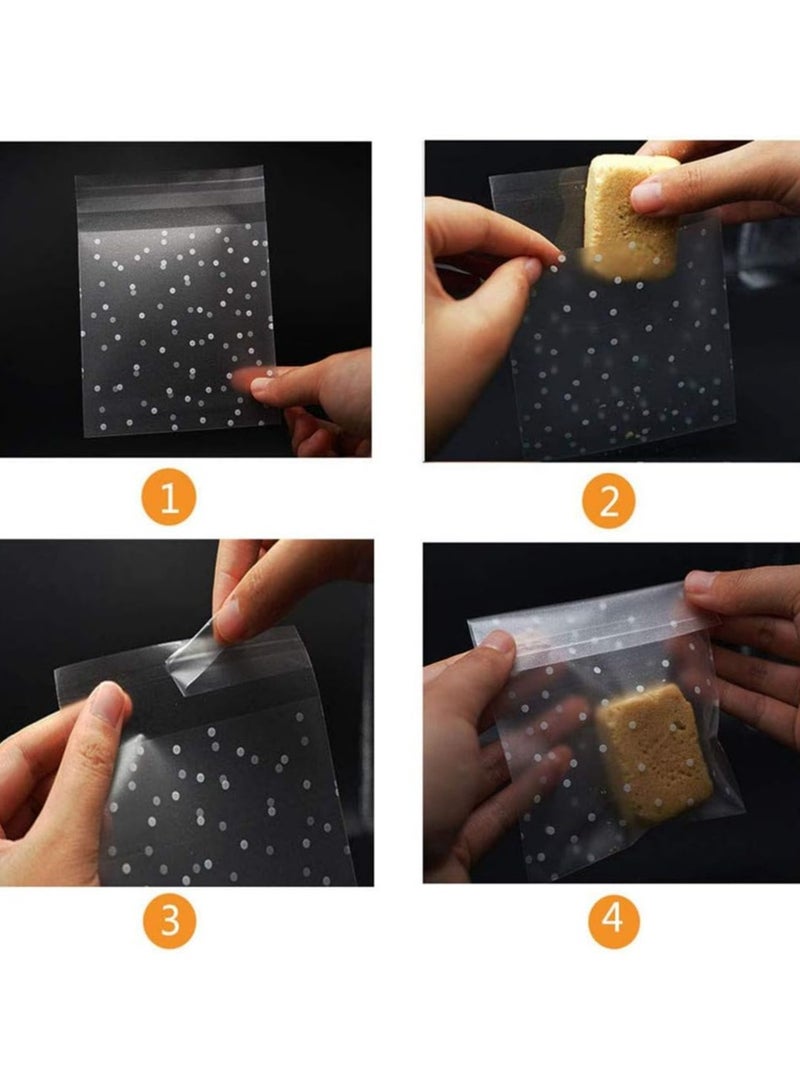 Oasisgalore 400 PCS Self Adhesive Candy Bag , White Polka Dot Clear Bags OPP Plastic Party Bag(4 x 6 inches)  - Image 4